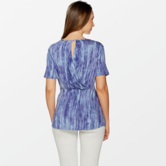 Lisa Rinna Collection Printed Top Open Back Detail Womens Size L Gray Space Dye - Picture 9 of 13
